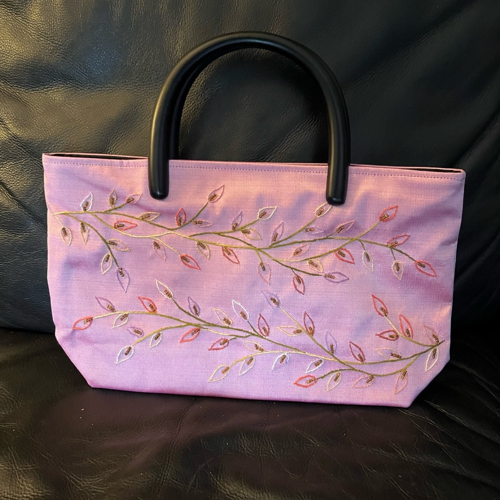 Embroidered Pink Tote Bag